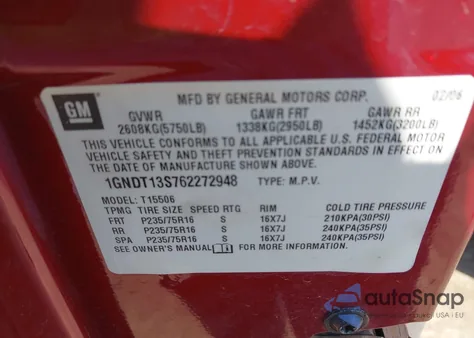 2006 Chevrolet Trailblazer Ls from USA, damaged, VIN 1GNDT13S762272948